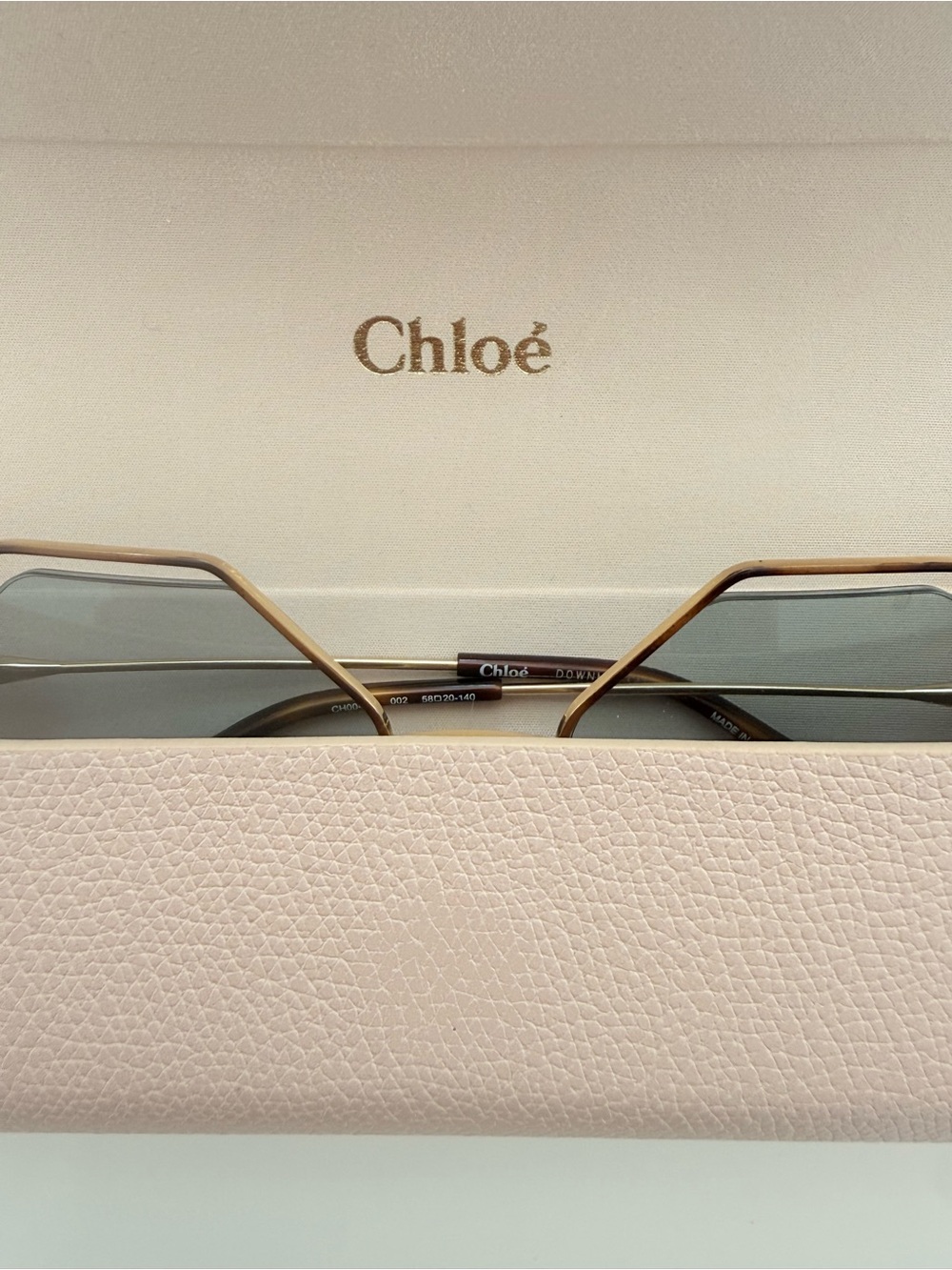 Chloe Octagon Geometric Gold Gradient Sunglasses with Original Box & Case - Picture 9 of 16